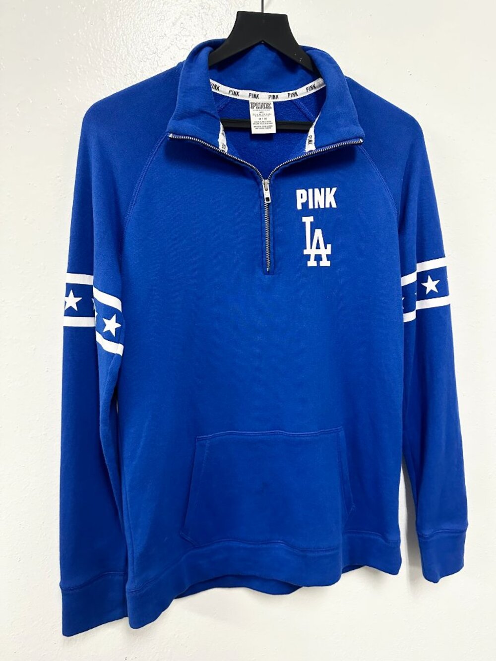 Victoria's Secret Pink With 5th & Ocean LA Dodgers Quarterzip Sweatshirt Size M